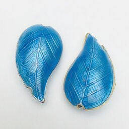 Cloisonne Leaf Bead, Blue 30mm