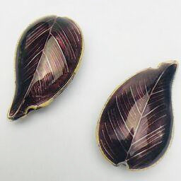 Cloisonne Leaf Bead, Purple 30mm