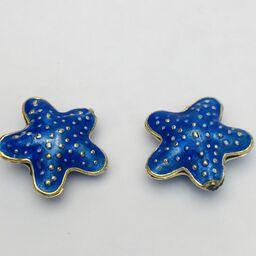 Cloisonne Starfish Bead, Blue 20mm