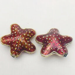 Cloisonne Starfish Bead, Red 20mm