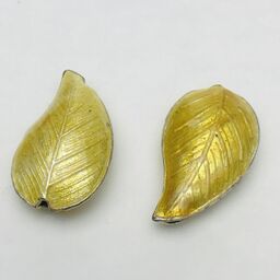 Cloisonne Leaf Bead, Gold 30mm
