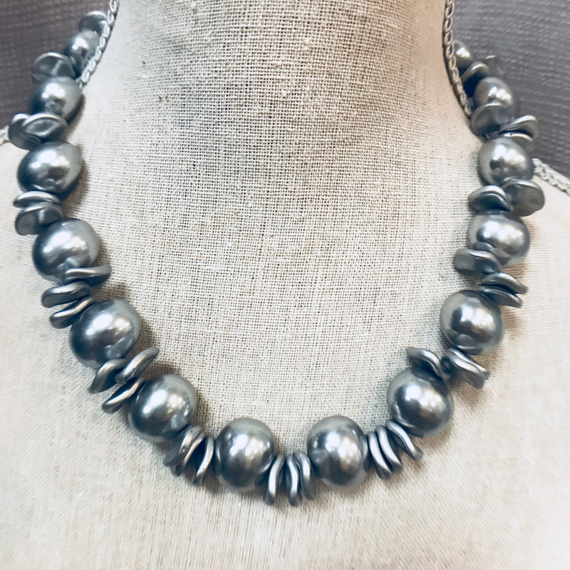 Chrome Mother of Pearl Necklace