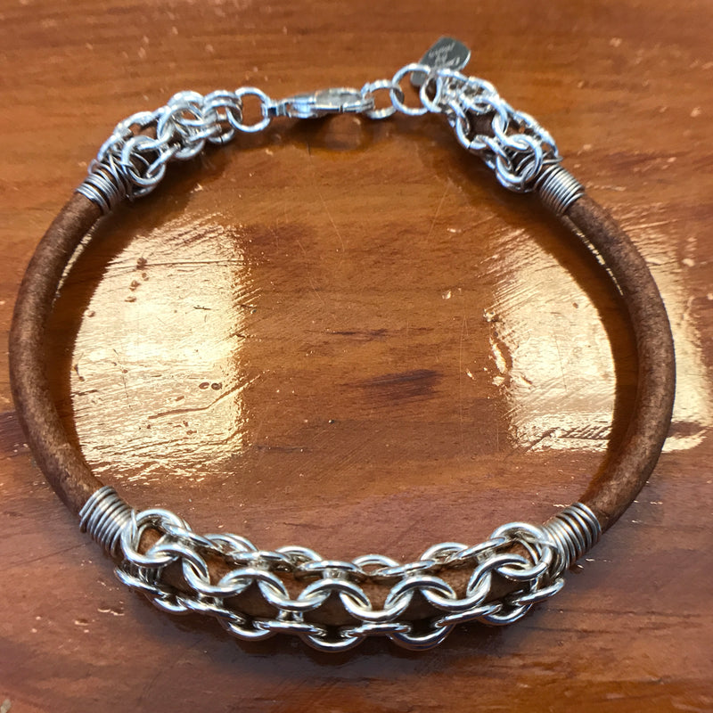 Leather & Maille Bracelet 6/16/18
