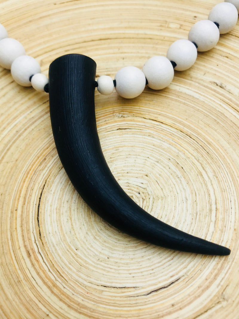 Black & White Wood Necklace