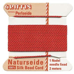 Griffin Silk Beading Cord for Knotting & Stringing, red