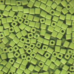 Miyuki square beads are cube shaped and have a .8 mm hole which can accommodate multiple passes of fireline or up to Heavy Softflex or size 10 Silk Beading cord.  There are approximately 20 beads per gram (varies by bead's finish) and 7 beads per linear inch.  They are consistent in size, shape and hue.