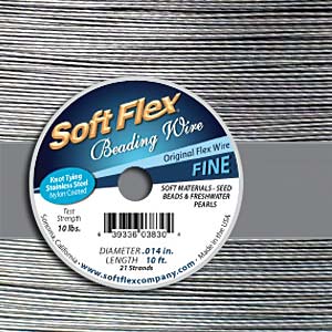 Satin Silver Soft Flex Beading Wire Fine 10 Feet