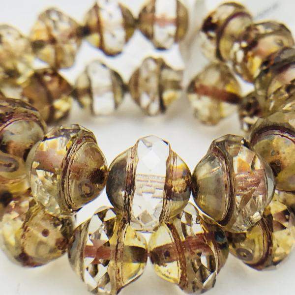 Saturn Czech Glass Beads Transparent with Picasso finish
