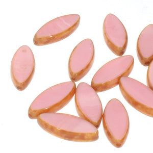 Czech Glass Beads Table Cut Oval Pink Picasso