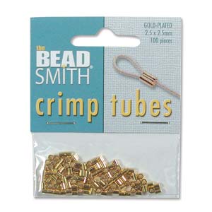 Gold Plate 2.5x2.5mm Crimp Tube 100 Pieces