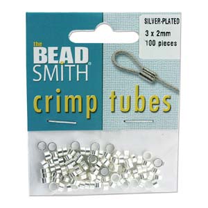 Sterling Silver Crimp Beads, 2x3 mm, (SS/752/2x3)