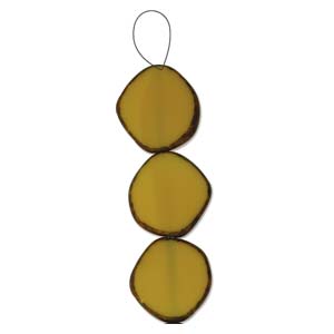 Czech Glass Beads Table Cut Disc Yellow Picasso