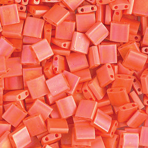 Square tila two holed bead Matte opaque orange