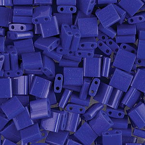 Square tila two holed bead Opaque cobalt 