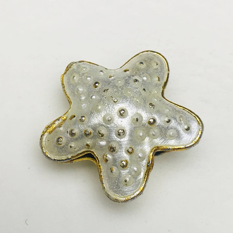 Cloisonne Starfish Bead, Milky White 20mm