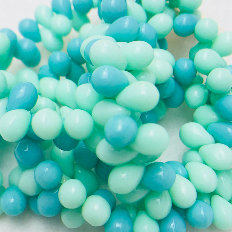 Drop Czech Glass Beads, 5x7mm, Turquoise Mint