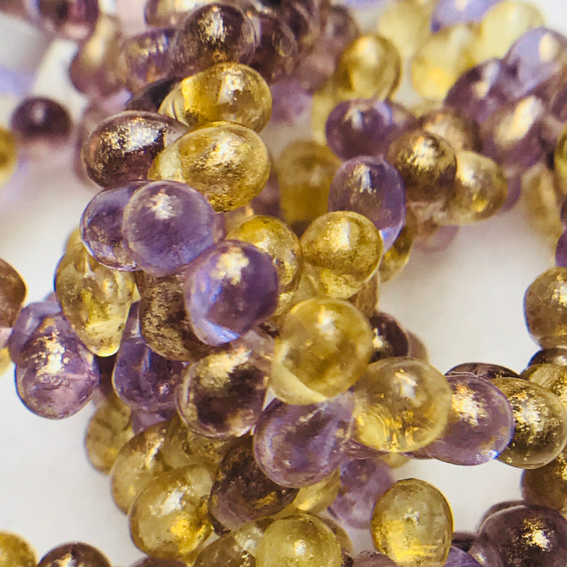 Drop Czech Glass Beads, 4x6mm, Venetian Mix