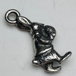 Rabbit Carrying Egg Charm, Silver