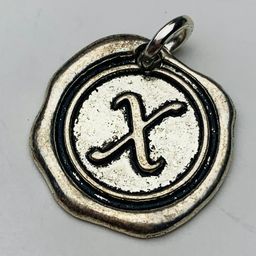 Letter X Coin Charm, Silver