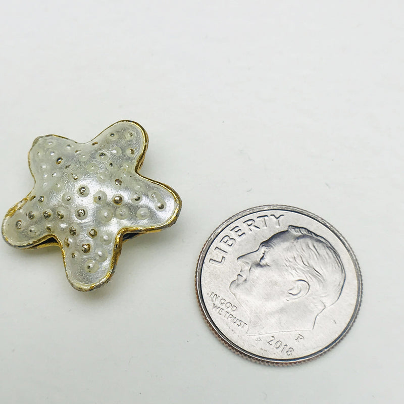 Cloisonne Starfish Bead, Milky White 20mm