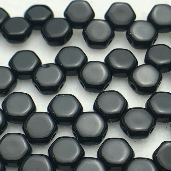 2 Hole Black Honeycomb Czech Glass Beads
