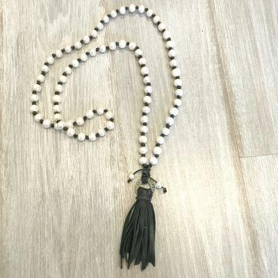 Black & White Pearl Tassel Necklace