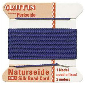Griffin Silk Beading Cord for Knotting & Stringing, Dark Blue