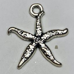 Small Curled Starfish Charm, Silver