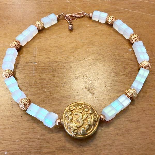 Lucite and Tibetan Copper Bead Necklace