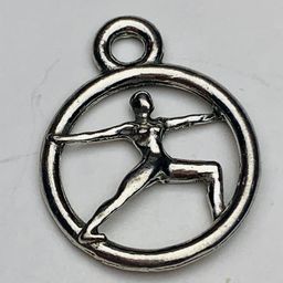 Yoga Tree Pose in a Ring Charm, Silver